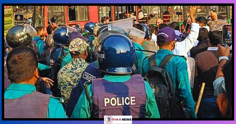 পুলিশের বাধা উপেক্ষা করে সচিবালয় অভিমুখে লং মার্চ শুরু