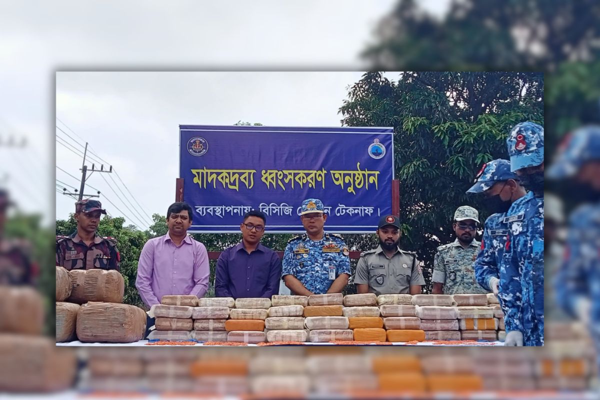 জব্দকৃত ৪৬ কোটি টাকার মাদক ধ্বংস করল কোস্ট গার্ড
