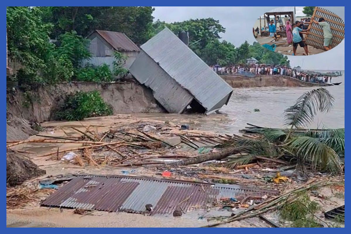 পদ্মা সেতু রক্ষা বাঁধে ভয়াবহ ভাঙন, চরম আতঙ্কে ৬০০ পরিবার