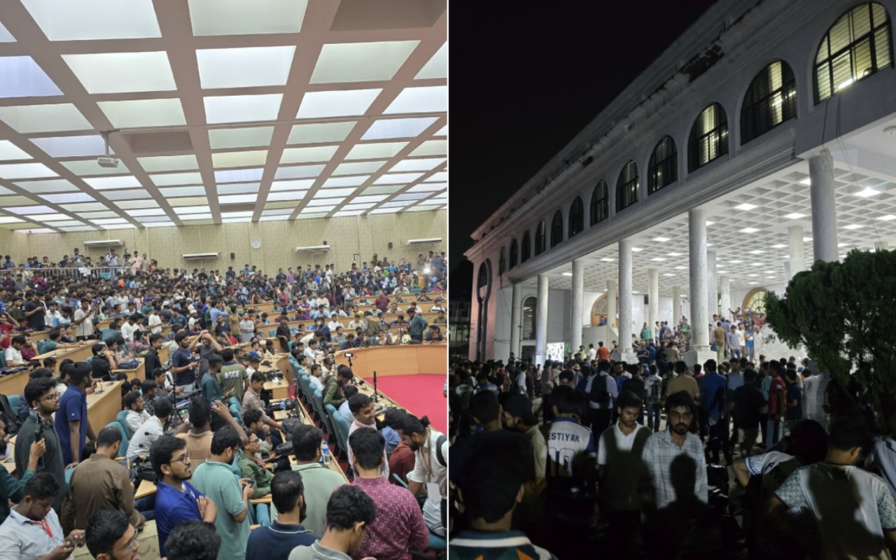 ডাকসু নির্বাচনের ফলাফল ঘিরে সিনেট হলে উপচেপড়া ভিড়