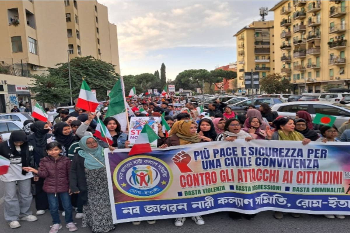 রোমে বাংলাদেশিদের ওপর হামলার প্রতিবাদে প্রবাসীদের বিশাল বিক্ষোভ