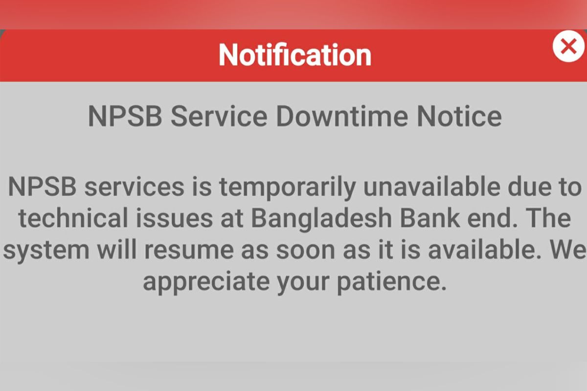 কেন্দ্রীয় ব্যাংকের সার্ভার ডাউন, আটকে আছে লেনদেন