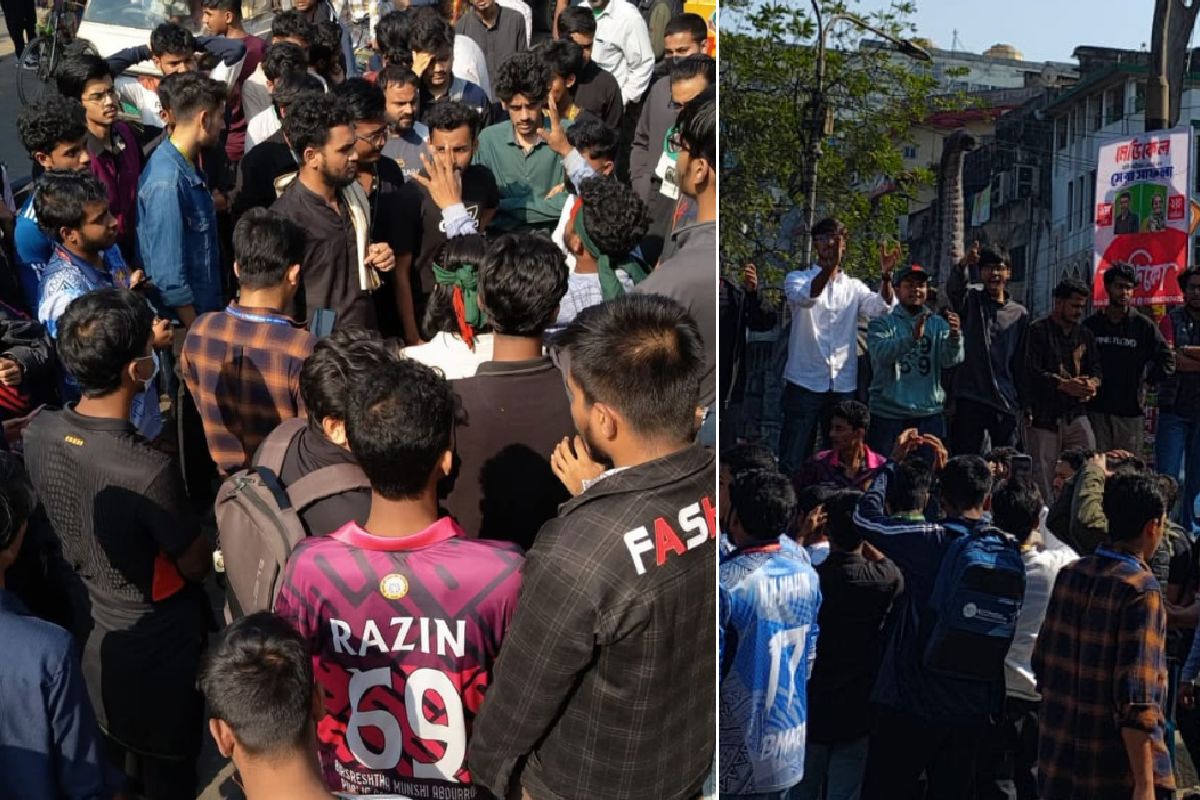 হাদি হ'ত্যার বিচার দাবিতে সায়েন্সল্যাব মোড়ে শিক্ষার্থীদের অবরোধ