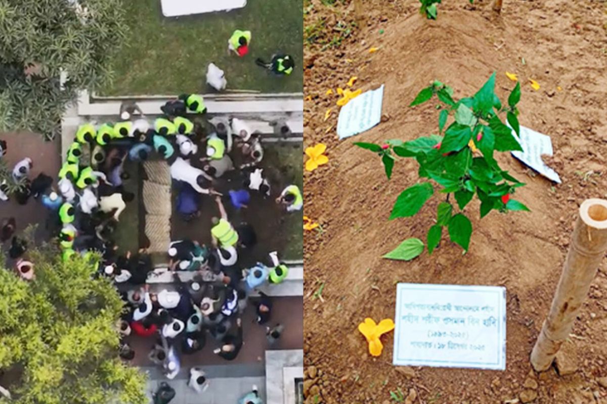 শহীদ হাদির কবরে রোপণ হলো বিপ্লবের প্রতীক ‘রক্তজবা’