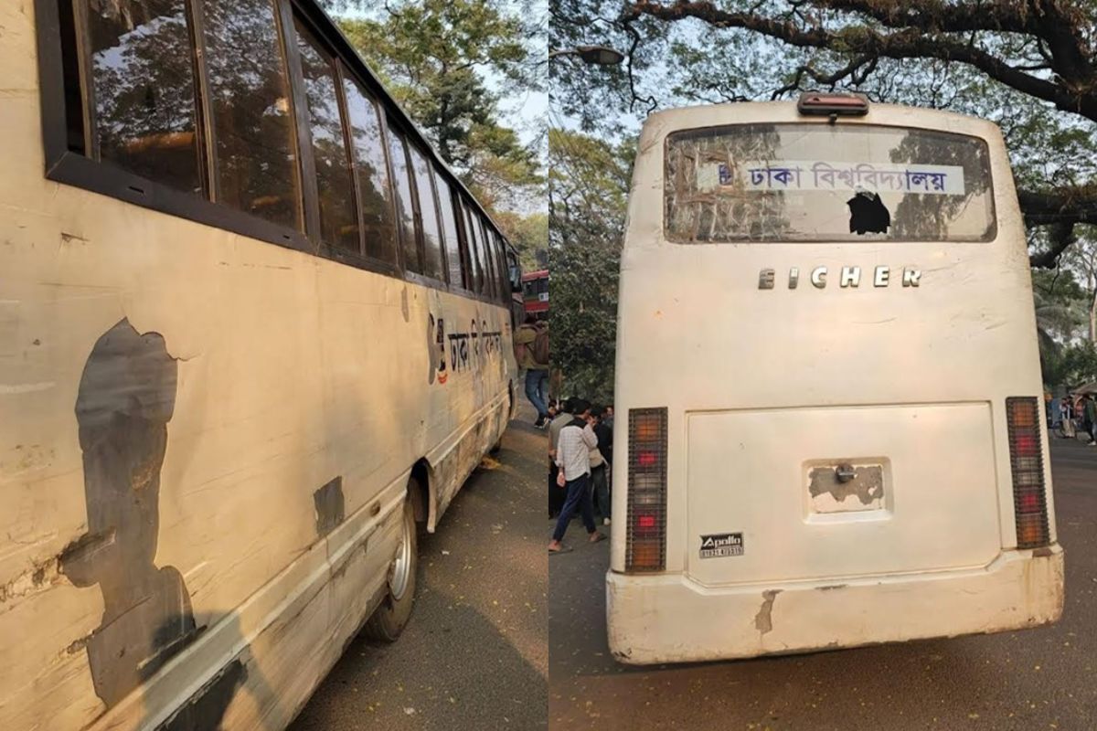 সাত কলেজের অবরোধে ঢাবির বাসে হা'মলা, আহত ৭