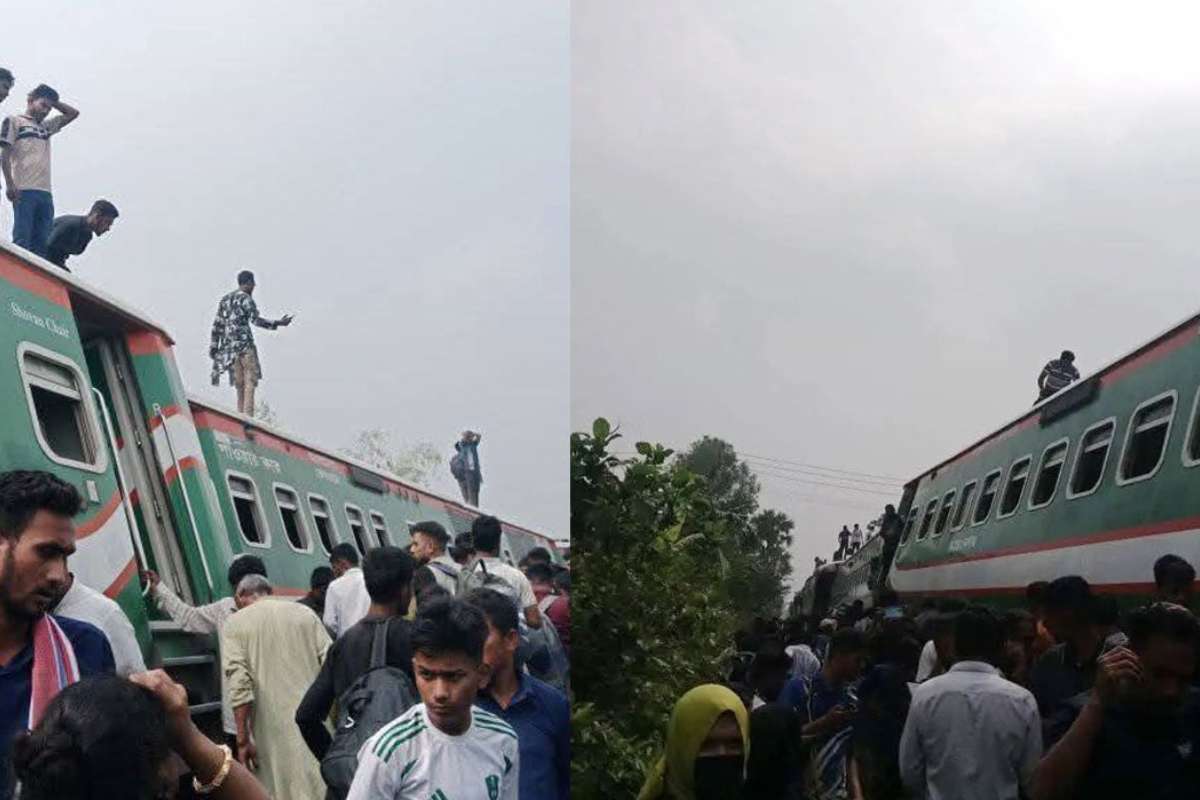 চলন্ত ট্রেন লাইনচ্যুত, ছাদ থেকে পড়ে আহত অনেকে

