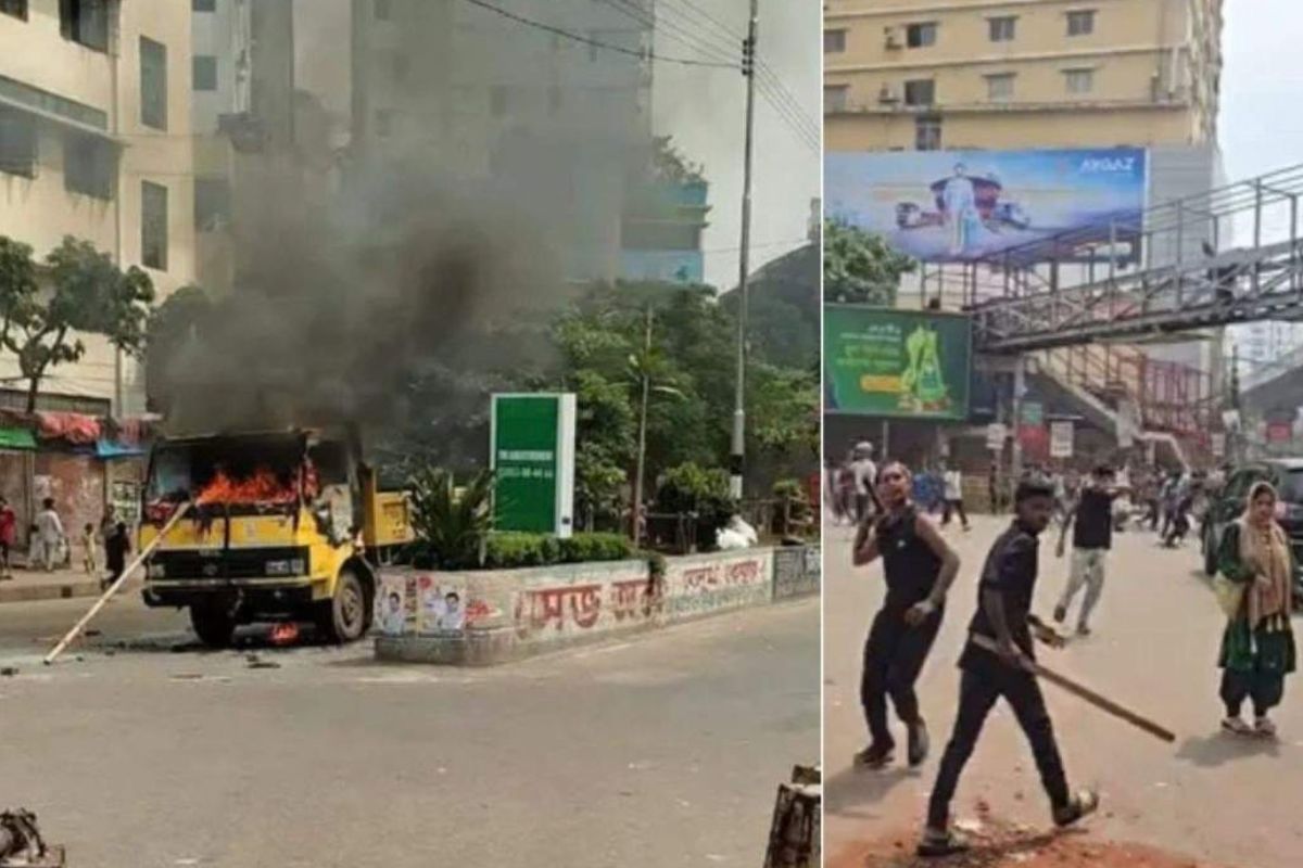 মিরপুরে হকার-পুলিশের ধাওয়া-পাল্টাধাওয়া, গাড়িতে আগুন
