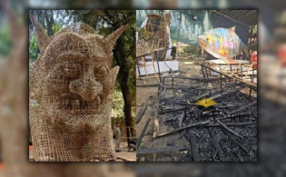 ‘ফ্যাসিস্টের প্রতিকৃতিতে’ আগুন লাগানো ব্যক্তি মিললো সিসিটিভি ফুটেজে
