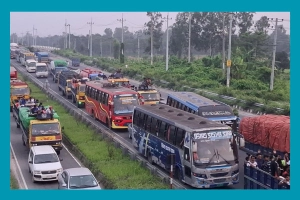 ঢাকা-টাঙ্গাইল-যমুনা সেতু মহাসড়কে ২৩ কিলোমিটার যানজট, ভোগান্তিতে যাত্রীরা