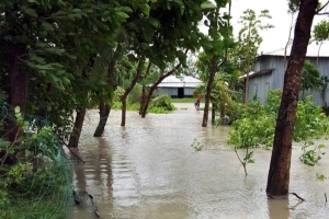 জোয়ারের পানিতে ভাসছে হাতিয়ার নিম্নাঞ্চল, পানিবন্দি হাজারো মানুষ