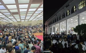 ডাকসু নির্বাচনের ফলাফল ঘিরে সিনেট হলে উপচেপড়া ভিড়
