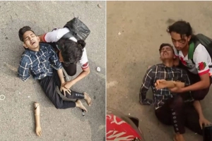 সংসদ প্রাঙ্গণে তা’ণ্ডব, জুলাই যোদ্ধার হাত রাস্তায় পড়ে গেল