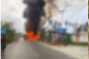 গৌরনদীতে তেলবাহী লরিতে আগুন