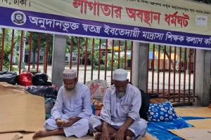 ঈদের দিনেও রাজপথে শিক্ষকদের অবস্থান ধর্মঘট