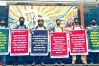 ৬ দফা দাবিতে ঢাবিতে নিষিদ্ধ ছাত্রলীগের মানববন্ধন