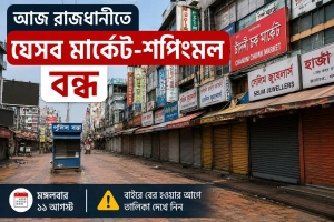 আজ রাজধানীতে যেসব মার্কেট-শপিংমল বন্ধ