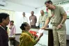 দুর্গাপূজা উপলক্ষে মন্দিরে অনুদানের চেক বিতরণ করলেন প্রধানমন্ত্রী